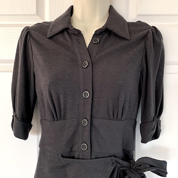 Nanette Lepore Faux Wrap Wool Dress Size 0 **Dark Grey** - Picture 3 of 5